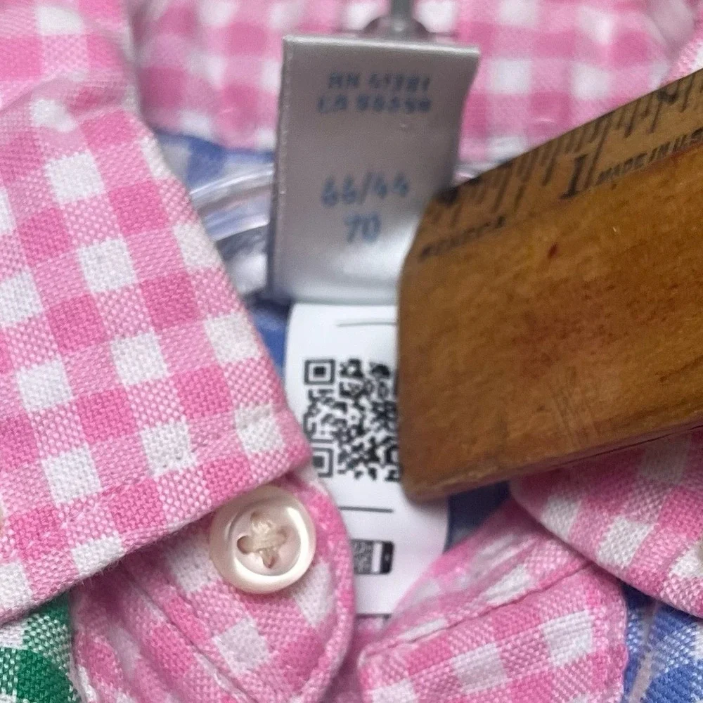 Ralph Lauren Polo Baby Gingham Cotton Oxford Fun Romper EUC Blue Green Pink 6M‎